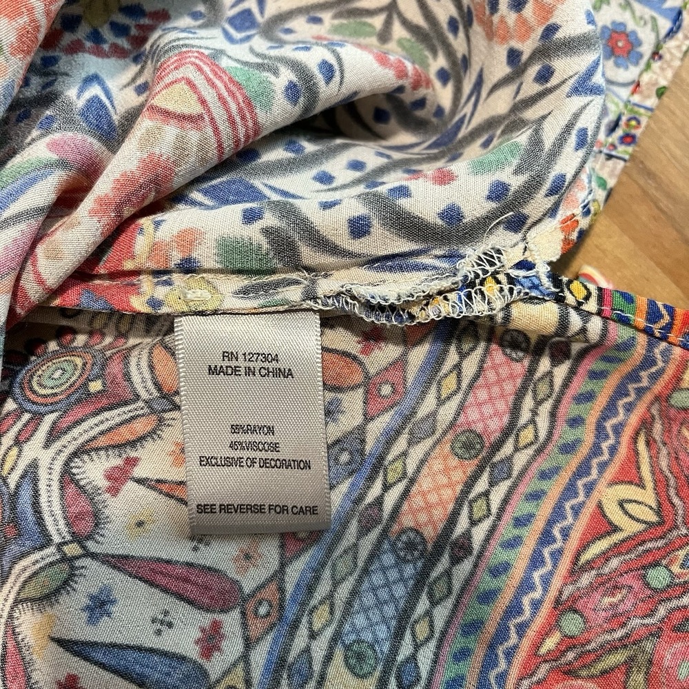 John Mark Top Medium Artsy Peasant Colorful Tunic Floral Embroidered Boho - Picture 10 of 15